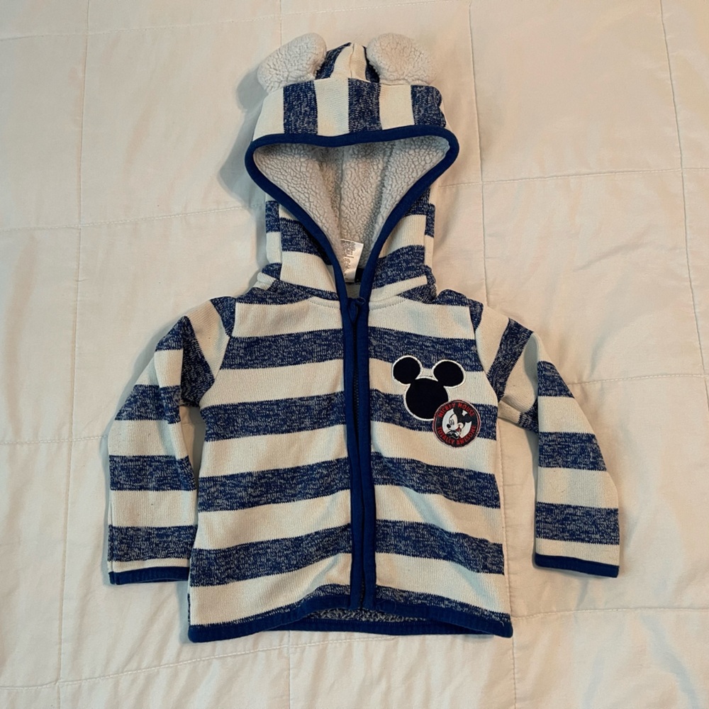 Mickey Mouse Boys zip up hoodie with ears 24months